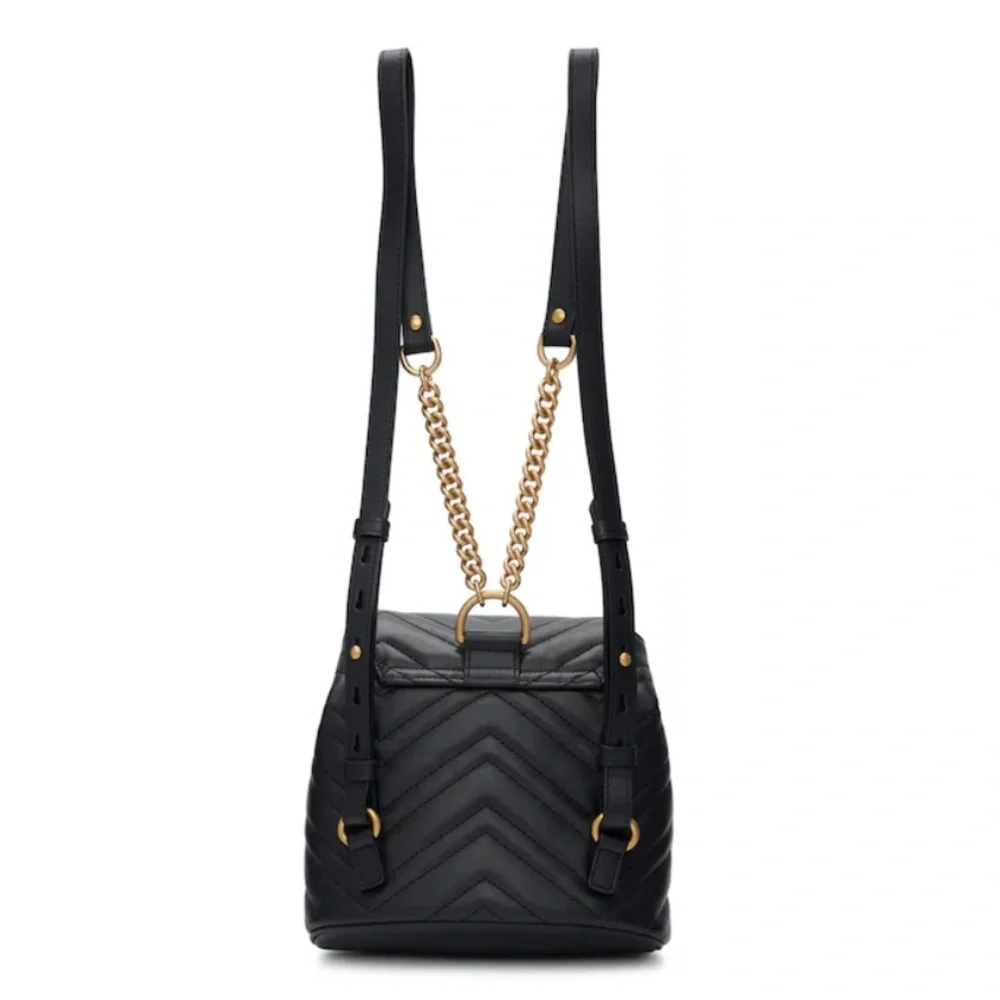 GUCCI - Calfskin Matelasse GG Marmont Flap Backpack Black - Picture 5 of 6